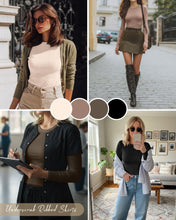 Load image into Gallery viewer, Neer 4 Pack Women's Ribbed Long Sleeve Shirts Cotton Basic Tops M 4Color