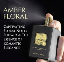 Load image into Gallery viewer, The Story of Amber Floral by Prince Parfums Dubai - 3.4 Ounces Women's Extrait de Parfum - Enchanting Essence of White Florals, Jasmine, & Bulgarian Rose - Luxurious Vanilla & Sandalwood Symphony