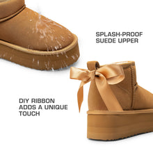 Load image into Gallery viewer, DREAM PAIRS Classic Platform Snow Boots for Women Genuine Suede Leather, Ankle Boots Winter Boots with Memory Foam Insole Lightweight Anti-Slip Outsole for Outdoor Indoor,Size 6,CHESTNUT,SDSB2427W