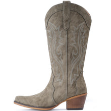 Load image into Gallery viewer, IUV Cowboy Boots For Women Western Cowgirl Boots with Chunky Heel Mid Calf Snip Toe Ideal for low insteps