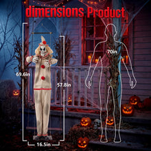 Load image into Gallery viewer, MACLLYN Halloween Decorations Outdoor,Scary Hanging Swinging Clown Props Sound & Lighted Eyes,Halloween Outside Ghosts for Haunted House Yard Porch, Party Decor