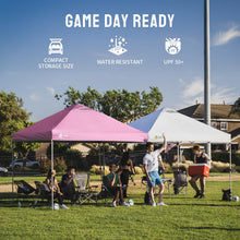 Load image into Gallery viewer, CROWN SHADES 10x10 Pop Up Canopy - Beach Tent with One Push Setup - Easy Outdoor Sun Shade for Events, Parties, Camping - Gazebo with STO-N-Go Cover Bag, Silver Coated Top, Pink