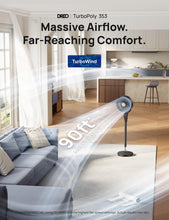 Load image into Gallery viewer, DREO Fan for Bedroom, 2026 Upgraded, 90ft Airflow, 20dB Quiet Fan, 90° Oscillating Standing Fan for Whole Room, DC Motor, 8+H Speeds, 3 Modes, 38-42'' Adjustable Height, 8H Timer, 105° Manual Vertical