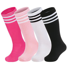 Load image into Gallery viewer, 4 Pairs Toddler Soccer Socks Kids Soccer Socks Youth Football Soccer Socks Toddler Kids Knee High Socks Youth Softball Baseball Tube Socks Girls Boys 4 Pairs F L