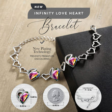 Load image into Gallery viewer, Leafael Infinity Love Heart Link Bracelets, Crystal Bracelet for Women, Silver Tone Jewelry Gifts for Her, Healing Stone for Protection, Rainbow Tourmaline Black, 7-inch Chain and 2-inch Extender