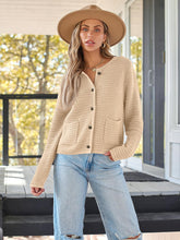 Load image into Gallery viewer, LILLUSORY Cardigan for Women Cropped Cardigan Sweaters Trendy 2024 with Pockets Lightweight Open Front Button Knit Cardigan Apricot