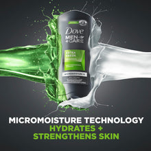 Load image into Gallery viewer, Dove Men+Care Body Wash Extra Fresh 4 Count for Men's Skin Care Body Wash Effectively Washes Away Bacteria While Nourishing Your Skin 18 oz