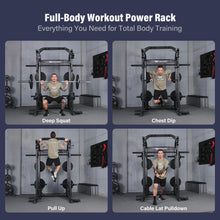 Load image into Gallery viewer, Major Fitness Drone2 Premium Smith△ Machine, All-in-One Home Gym Squat Rack with Aluminum Pulley Set, Weight Bar (BK D2AW Package(with Red Bench+230lb))