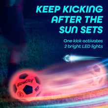 Load image into Gallery viewer, GlowCity Glow in The Dark Soccer Ball | Light Up Indoor/Outdoor Soccer Ball with 2 LED Lights | Pre-Installed Batteries | Fun Gift for Teens