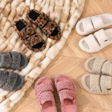 Load image into Gallery viewer, EverFoams Womens Fuzzy Slippers Breathable Open Toe Memory Foam Indoor Outdoor House Shoes Diva Spots, 7-8 US