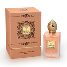 Load image into Gallery viewer, Prince Parfums Dubai - Story of Freesia Magnolia For Women - 3.4 Ounces - Extrait de Parfum - Delicate Bouquet of Freesia, Magnolia - Essence of Femininity & Beauty