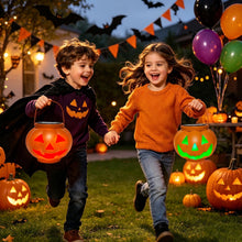 Load image into Gallery viewer, BRIGHTDECK Halloween Pumpkin Solar Lanterns 2 Pack, Jack O Lantern Pumpkin Lights for Halloween Decorations Outdoor, Weatherproof & Portable Fall Yard Decor (2Pack Red&Green)