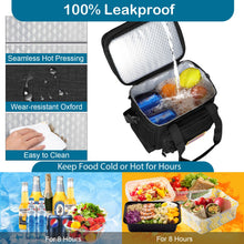 Load image into Gallery viewer, GLENKEY Double Deck Insulated Lunch Box, Expandable Large Lunch Bag Leakproof Cooler Bag Lunch Pail for Men Women Adults Work Shifts Travel Daytrip, Black
