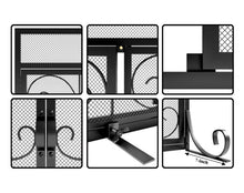 Load image into Gallery viewer, Calidola Flat Fireplace Screen with Doors, Wrought Iron Frame with Metal Mesh, Flat Panel Decorative Fireplace Screen with Scroll Design, Free Standing Spark Guard