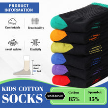 Load image into Gallery viewer, SeeyAN Kids Socks Boys Crew Athletic Half Cushioned Cotton Sport Running Arch Support Breathable Socks 6 Pairs (6 Pairs Black, 5-8 Years)