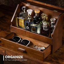 Load image into Gallery viewer, Miratino Cologne Organizer for Men, Dustproof Cologne Stand with Drawer, Wood Perfume Stand Organizer for Dresser, Large Capacity Cologne Holder Display, Great Gift for Men