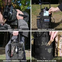 Load image into Gallery viewer, 1 Gallon Insulated Water Bottle with Sleeve - 128 Oz Stainless Steel Water Jug with Handle - Wide Mouth Water Flask with Camo Tactical Carrying Bag for Outdoors, Sport, Gym, Hiking (Black)