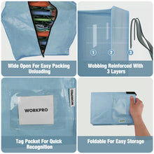 Load image into Gallery viewer, WORKPRO 6 Pack Extra Large Moving Bags with Zippers & Carrying Handles Backpack Straps, Heavy-Duty Storage Tote for Space Saving & Storage, Alternative to Moving Box (Dusty Blue)