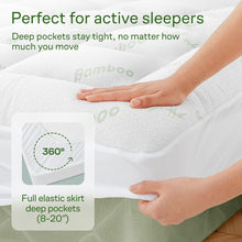 Load image into Gallery viewer, Niagara Sleep Solution Ultra Soft Queen Size Mattress Topper - Rayon Derived from Bamboo Pillow Top Mattress Pad for Back Pain Relief - Naturally Cooling for Hot Sleepers, Green