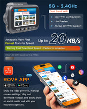 Load image into Gallery viewer, ROVE R2-4K DUAL Dash Cam Front and Rear, STARVIS 2 Sensor, FREE 128GB Card Included, 5G WiFi - up to 20MB/s Fastest Download Speed with App, 4K 2160P/FHD Dash Camera for Cars, 3" IPS, 24H Parking Mode
