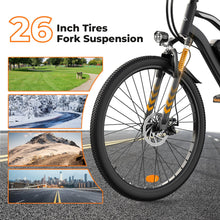 Load image into Gallery viewer, Fcgeoi Electric Bike, 750W Peak Motor, 60+ Miles Range & 20MPH, Removable Battery, 26" Tires, Dual Disc Brake, Shock Absorber, Commuting Electric Bikes for Adults