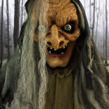 Load image into Gallery viewer, Haunted Hill Farm Life-Size Scary Poseable Talking Witch, Halloween Animatronic with Touch Activated Lights and Sound, Battery Operated Indoor or Covered Outdoor Halloween Decorations, Halloween Prop