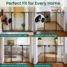 Load image into Gallery viewer, Cumbor 36" Extra Tall Baby Gate for Stairs, 30.4-56.8" Extra Wide Dog Gate Indoor, Dual Lock & Self-Closing Child Gate for Doorways, Hallways & Large Opening, Safety Baby Proofing for the House, Black