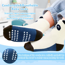 Load image into Gallery viewer, HYzgb Toddler Socks Boys 5T 6T 7T with Grips 12 Pairs Non Slip Little Kids Cotton Socks Crew Grippers Socks for Toddler Kids 5-6-7 Years Old (Panda Style)