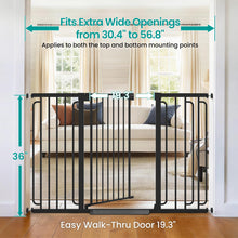 Load image into Gallery viewer, Cumbor 36" Extra Tall Baby Gate for Stairs, 30.4-56.8" Extra Wide Dog Gate Indoor, Dual Lock & Self-Closing Child Gate for Doorways, Hallways & Large Opening, Safety Baby Proofing for the House, Black