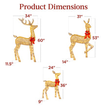 Load image into Gallery viewer, Best Choice Products 3-Piece Large Lighted Christmas Deer Family Set 5Ft Outdoor Yard Decoration with 360 LED Lights, Stakes, Zip Ties - Gold