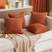 Load image into Gallery viewer, MIULEE Pack of 2 Corduroy Decorative Throw Pillow Covers 18x18 Inch Soft Boho Striped Fall Pillow Covers Modern Farmhouse Home Decor for Sofa Living Room Couch Bed Rust