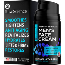 Load image into Gallery viewer, Men's Face Cream: Retinol Anti Aging Face Moisturizer for Men with Collagen, Hyaluronic Acid - Day & Night Anti Wrinkle Mens Skin Care - Vitamins E & A, Avocado Oil Facial Moisturizer for Man - 1.7 Oz