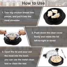 Load image into Gallery viewer, SURETIVIAN Chicken Shredder Large Chicken Breast Shredder Tool Twist with Brush&Fork, Visible Meat Shredder Machine, Strong Anti-Slip Strip, Ergonomic Handle, BPA Free, Suitable for Pork Beef Chicken