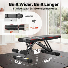 Load image into Gallery viewer, YOLEO Adjustable Weight Bench for Home Gym, ASTM-Certified 827LBS, 98% Pre-Assembled, Foldable Gym Bench with 84 Positions Incline Decline Flat, Wider Seat