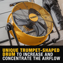 Load image into Gallery viewer, DEWALT 20 Inch Floor Fan, 180° Adjustable Tilting Drum Fan DXF2042