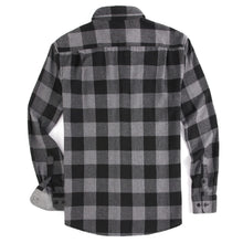 Load image into Gallery viewer, Alex Vando Mens Button Down Shirts Regular Fit Long Sleeve Casual Plaid Flannel Shirt.Grey/Black,L