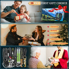 Load image into Gallery viewer, Survival Kits 38 in 1, Gifts for Men Dad Husband Him Fathers Day, Survival Gear and Equipment, Camping Accessories/Cool Gadget/Fishing Hunting Camping Essentials for Teen Men Women Adventure Lovers