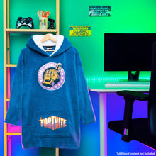 Load image into Gallery viewer, Fortnite Blanket Hoodie Gifts for Boys Teens, Oversized Fleece Pullover with Sherpa-Lined Hood, Wearable Blanket for Gamers (Blue)
