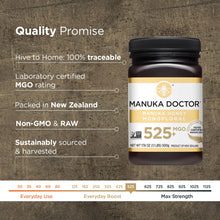 Load image into Gallery viewer, MANUKA DOCTOR - MGO 525+ Manuka Honey Monofloral (1.1 lbs) 100% Pure New Zealand Honey. Certified. Guaranteed. RAW. Non-GMO