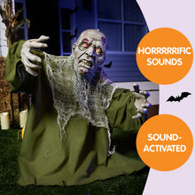 Load image into Gallery viewer, JOYIN Halloween Animated Zombie Groundbreaker Outdoor Decor with Light Up Eyes Creepy Animatronic Decorations with Movable Arms for Halloween Party Prop and Lawn Patio Yard Outside Decorations