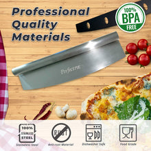 Load image into Gallery viewer, THE PERFECT PIE Premium Pizza Peel 12" x 14" Aluminum Pizza Paddle with Foldable Handle for Storage and 14” Rocker Cutter with Protective Cover. Gourmet Spatula and Cutter Set for Homemade Pizza.
