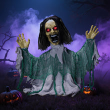 Load image into Gallery viewer, JOYIN Halloween Outdoor Animatronic Groundbreaker Decorations, Half-Body Zombie Groundbreaker with Motion and Light-Up Eyes, for Outside Decor Graveyard Yard Lawn Haunted House Props