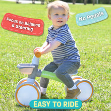 Load image into Gallery viewer, Baby Balance Bike for 1 Year Old Boys Girls 12-24 Month Toddler Balance Bike, Storage Basket, 4 Wheels and Adjustable Seat, Toddler First Bike, First Birthday Gifts