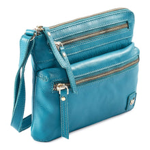 Load image into Gallery viewer, Wise Owl Accessories Small Crossbody Sling Bag Real Leather Purse for Women Crossover Trendy Shoulder Handbag (Turquoise Green Nappa)