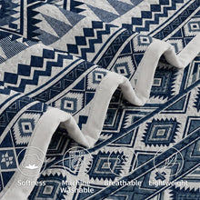 Load image into Gallery viewer, akkialla Reversible Blue Boho Twin Quilt Set, 2-Piece Bohemian Aztec Microfiber Bedspread, Soft Lightweight All-Season Coverlet (1 Quilt, 1 Sham)