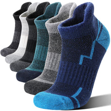 Load image into Gallery viewer, Welwoos Merino Wool Ankle Hiking Socks Thermal Warm Thick Winter Compression Support Running Cushion Athletic No Show Socks for Men Gifts Stocking Stuffers 6 Pairs(Deep Color Mixed,L)