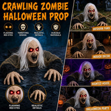 Load image into Gallery viewer, Hourleey Halloween Decorations Outdoor, Sound Activated Climbing Zombie Groundbreaker with Lighted Eyes and Scary Sound, Animated Halloween Decor for Yard Lawn Graveyard Haunted House Prop