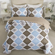 Load image into Gallery viewer, NEWLAKE Quilt Set Queen Size, Bedspread Sets Dusty Blue Floral, Quilt Bedding Set Lightweight and Breathable for All Seasons, Soft Quilted Bedspread with 2 Pillow Shams
