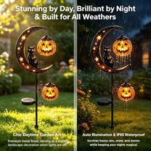 Load image into Gallery viewer, Halloween Solar Lights, Halloween Black Cat Pumpkin Moon Garden Stake Light