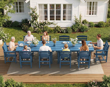 Load image into Gallery viewer, SERWALL Patio Dining Sets for 6 Person, HDPE Dining Set with 6 Armless Chairs, Blue